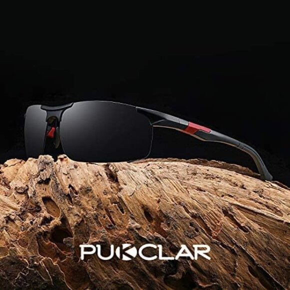 Mens Gray Lens Al-Mg Metal Frame Polarized Fishing Cycling Golf Goggles - Picture 2 of 8